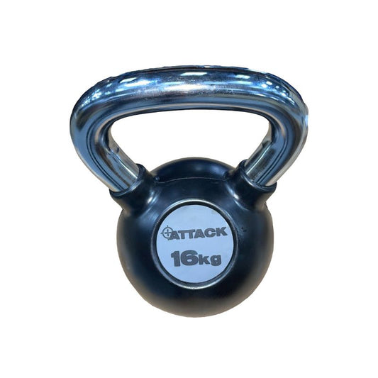 Attack Fitness Chrome Handle Rubber Kettlebell