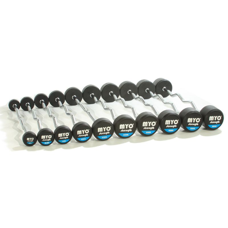 MYO Strength Rubber Solid End Barbells with PU End Caps EZ Bar