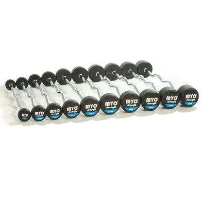 MYO Strength Rubber Solid End Barbells with PU End Caps EZ Bar