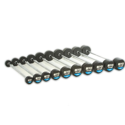 MYO Strength Rubber Barbell with PU End Caps 10KG - 50KG (10 Bar Set)