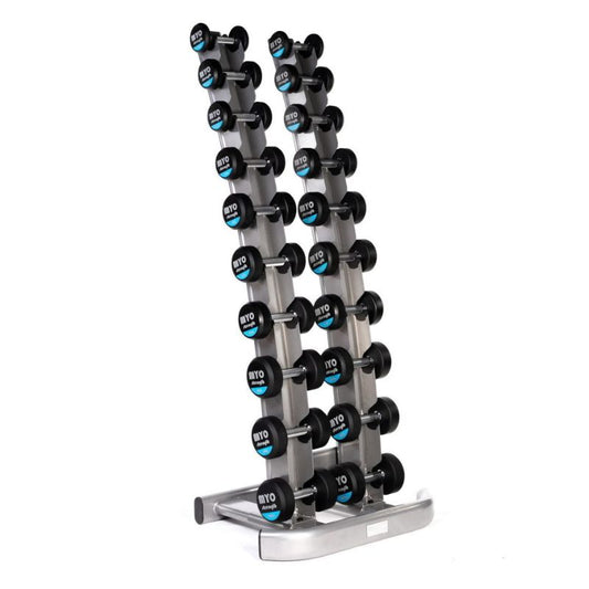 MYO Strength 1kg - 10kg Rubber Dumbbell set with PU End Caps (1kg increments)