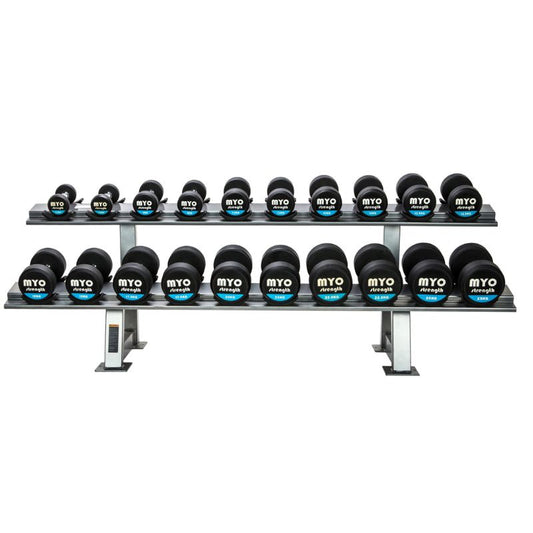 MYO Strength Rubber Dumbbell Sets With PU End Caps (2.5 kg Increments)